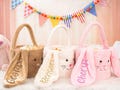 Personalized Plush Easter Basket,Embroidered Easter Bunny Basket,Custom Easter Bag With Name,Easter Gifts for Kids,Stuffed Bunny Basket