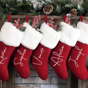 2025 Family Christmas Stockings,Red Plush Christmas Stocking, Personalized Christmas Stockings, Christmas Gift,Holiday Stockings, Xmas Decor