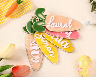 Personalized Easter Basket Carrot Tag, Acrylic Name, Spring Decor