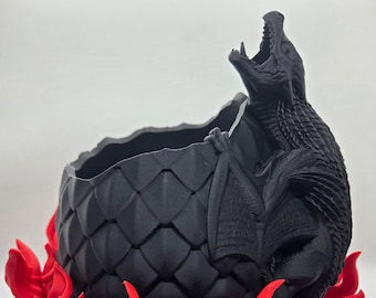 Dragon Egg with Flames Planter Pot – Custom 3D Printed Fantasy Decor