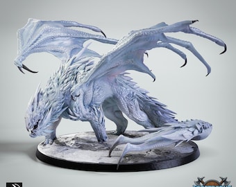 ウォーハンマー TRPG ボードゲーム ミニチュア　塗装済み　ホワイトドラゴン ドラゴン - クロマティックホワイトドラゴン - フロストボーンドゥーム