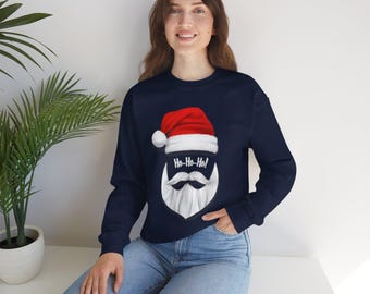Santa Beard and Hat Crewneck | Christmas Holiday Sweatshirt