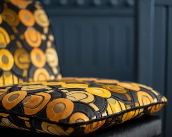 Art Deco Velvet Fabric: Geometric Upholstery, 'Clair de Lune' by Casal
