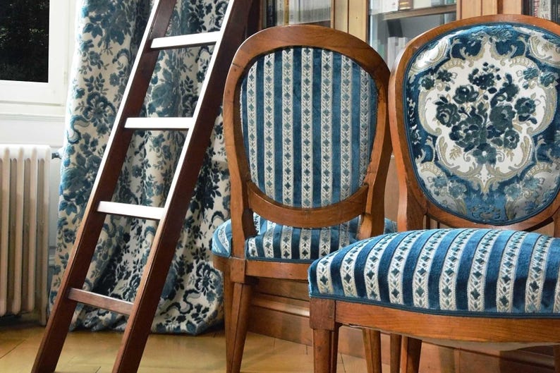 Luxury Striped Velvet Upholstery Fabric by Casal – Classic Blue ...