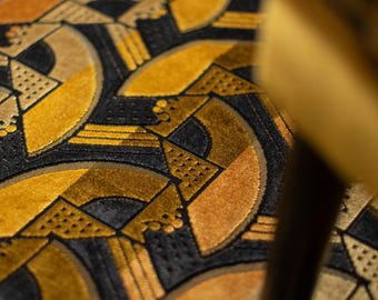 Art Deco Velvet Fabric: Geometric Upholstery, Lempicka Nuit Clair de Lune