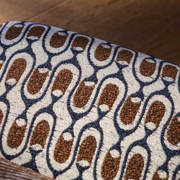 Altezza Italian Upholstery Fabric – Geometric Retro Pattern in Rust & Black | Heavyweight Textile by Meter