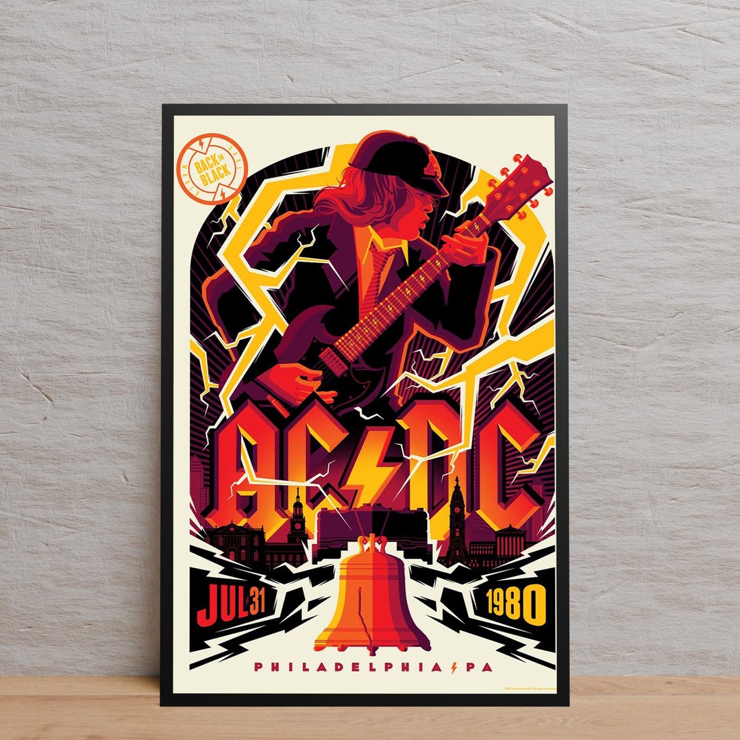 AC/DC Poster, Angus Young Wall Art, Rolled Canvas Print, Room Decor ...