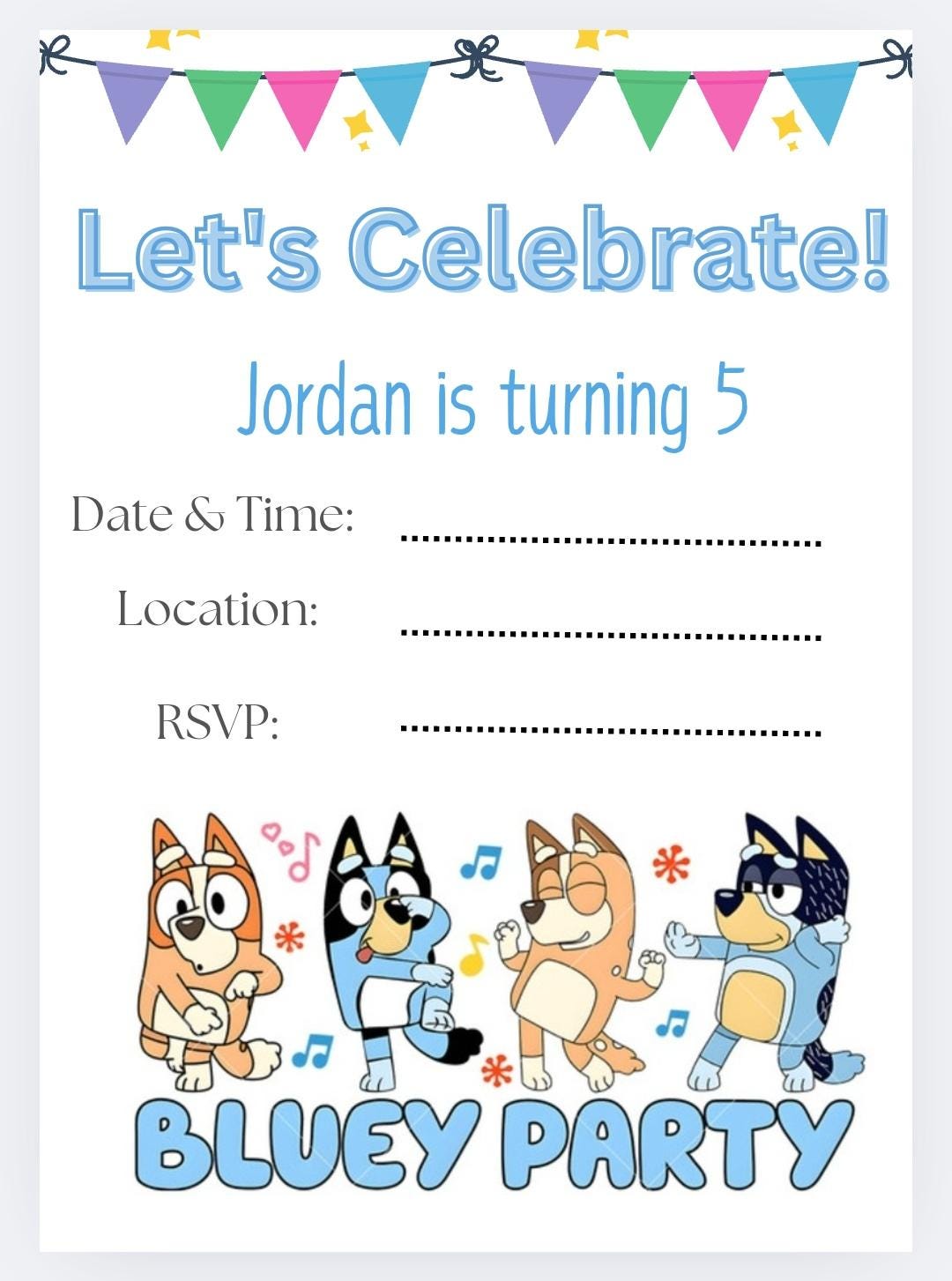 Edible Bluey Invitations