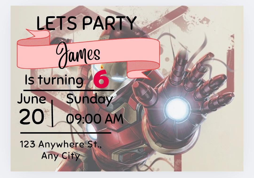 Iron Man Themed Digital Birthday Party Invitation - Etsy