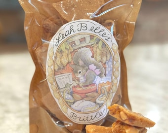 Caramelo de cacahuete gourmet crujiente, dulce y salado, al estilo tradicional. Mantequilla de animales alimentados con pasto, en lotes pequeños. Bolsa de 283 g. Regalo artesanal.