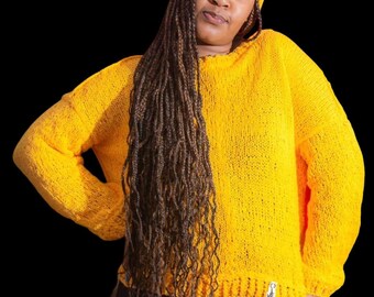 Handmade Yellow Crocheted Sweater – Lightweight, Soft Yarn