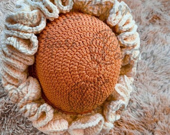 Handmade Crochet Ruffle Hat – Cozy & Stylish Beanie | Custom Yarn Hat | Winter Fashion