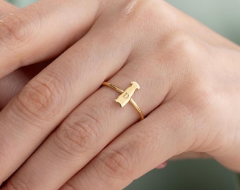 Personalized Pet Initial Ring: Sterling Silver Dog Memorial Jewelry