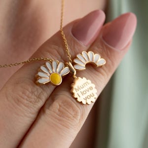 Personalized Daisy Necklace: Hidden Message, Sterling Silver or Gold