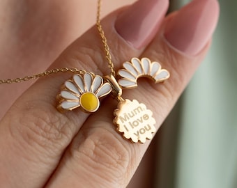 Collar de margaritas personalizado: mensaje oculto, plata de ley u oro