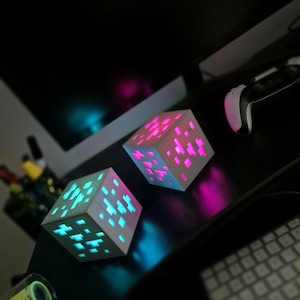 Minecraft Ore Block LED Light – Color Changing Gamer Room Decor – Gaming Desk Lamp Gift