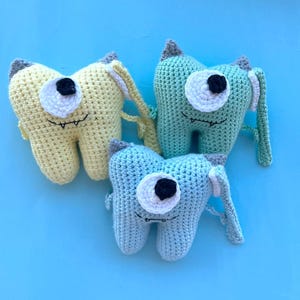 Customized monster crochet stuffed tooth - baby gift ideas - dentist graduation or birthday present concept idea - special celebration