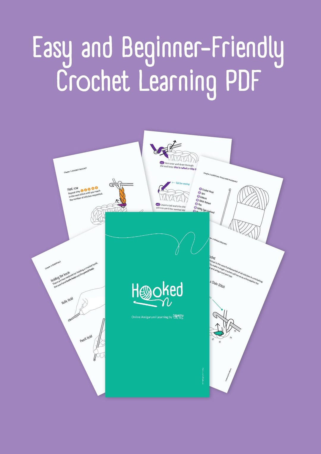 Learn to Crochet PDF, Easy Step-by-step Illustrated Guide for Beginners
