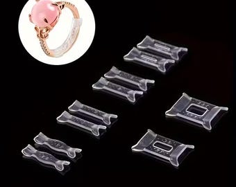 Stiff Translucent Plastic Ring Size Adjuster – Invisible Ring Tightener Inserts – Jewelry Fit Reducer for Loose Rings – Comfort Sizer Set