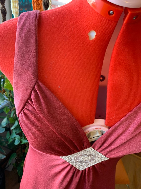 Vintage 1970s gown mauve dress cocktail Love Witc… - image 9