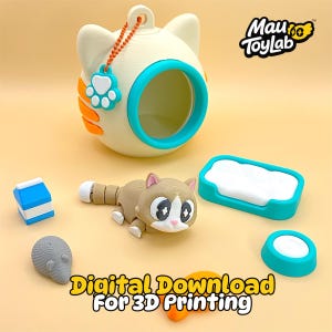 Flexi Kitty – Speelset met kattenmand | 3D-printbare bestanden (STL, 3MF)