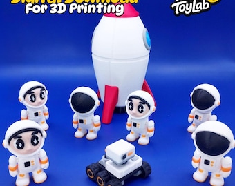 Space Explorer Playset STL Files – Astronauts, Storage Rocket & Rover | 3D Print Toy Set