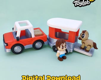 Horse Trailer & Pickup Truck | Interactive 3D Printable Files (STL, 3MF)