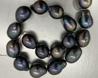 ONE PEARL Baroque Black, 11 mm Pearl, Thick and Smooth Nacre, Gorgeous High Luster, approx 11-15 length, One Pearl, (P033)