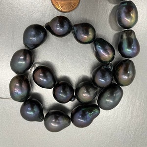 ONE PEARL Baroque Black, 11 mm Pearl, Thick and Smooth Nacre, Gorgeous High Luster, approx 11-15 length, One Pearl, (P033)