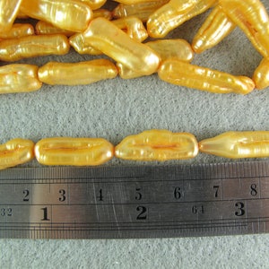 Freshwater Stick Pearls, YELLOW, Cultured Pearls, Approximately 12-16 mm, Vertical Drill, 12 stick pearls, P044 image 2