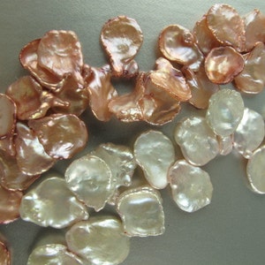 Light Pink Or Salmon Pink Keishi Pearls, 11x16 to15x20mm, Large Top Drilled Cornflake, 5 Loose Pearls (P049)