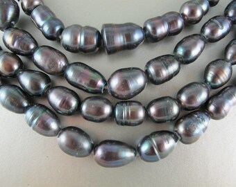 Large Hole Baroque Pearls, LARGE 11-12 X 13-15mm, Drilled 2.5mm Hole, Gunmetal Gray, 5 Loose Pearls, (P040)