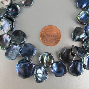 Keishi Pearls, Bright Blue or Navy Blue Peacock, 11x16 to15x20mm, Large Top Drilled Cornflake, 5 Loose Pearls (P049)