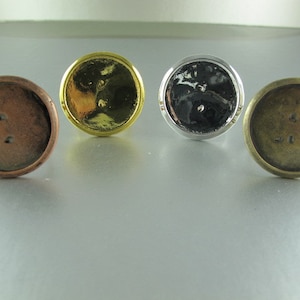 Ring Bases, 24mm Inside, 28mm Outside Dimension Round Bezels, Ant Brass Finish or Gold or Silver or Gunmetal, Adjustable, One Piece