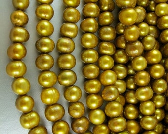 Large Hole Brassy Gold Potato Pearls, Extra Large 12-13mm, Freshwater, Oblong, Roundish Oval Shaped Pearls, 2.5 mm drill, 5 Pearls (P042)