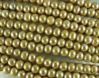 NEW, Large Hole Potato, Champagne Yellow, 8mm, Drilled 2.5mm Hole,12 Pearls, For 2.25mm Leather Cord or Silk Ribbon (P079)