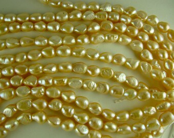 Baroque Pearls, Champagne, Irregular Oblong Shape, LARGE HOLE, 12 x 9 mm, 8 pearls. P09