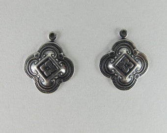 Fancy Clover Drop, Antiqued Silver, Quatrefoil 15x15mm,Trinity Brass, Two Pieces, F363-AS