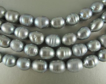 Large Hole Baroque Pearls, EXTRA LARGE 11-12 X 13-15mm, Drilled 2.5mm Hole, Deep Silver, 5 Loose Pearls,  (P040)