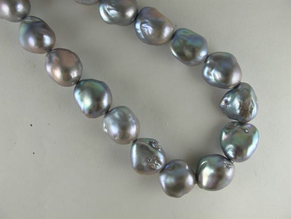 One Pearl, Even Luster approx 20x16mm Smooth Nacre Large Baroque Pearl P023 Thick Baroque Pearl RICH SILVER Flameball Pear Shape