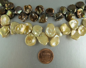 BRONZE Keishi Pearls, 11x16 to15x20mm, Large Top Drilled Cornflake, 5 Loose Pearls (P049)