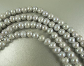 Large Hole Potato, SILVER 8mm, Drilled 2.5mm Hole,12 Pearls, For 2.25mm Leather Cord or Silk Ribbon (P079)