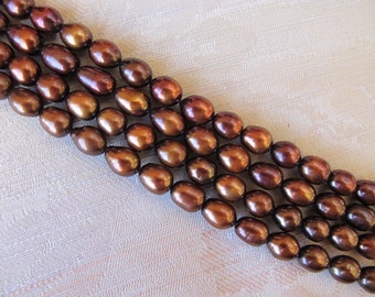 Freshwater Oval Potato Pearls, 9x12mm, Rich Chocolate Hue, Smooth Finish and Luster, Eight Loose Pearls (P08)