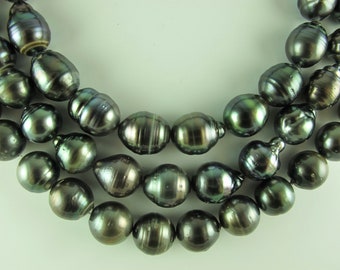 ONE PEARL Baroque Dark Gray, Almost Black Pearls. Gunmetal Green Purple Blue highlights . 17 x 21 mm. Rustic and Organic. (P069)