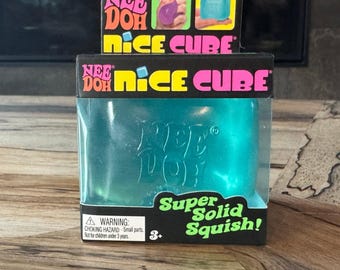 NIB NeeDoh Nice Cube Translucent Blue Super Solid Squish Schylling Viral Squishy