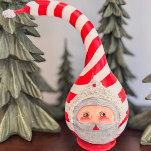 Hand Painted Folk Art Santa Gourd-Christmas Decor-Holiday Tabletop Decor-11.5&quot;H