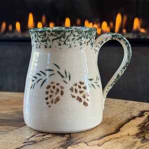 Rustic Woodland Pinecones Hand-Thrown Artisan Pottery Coffee Mug, Artist Sig image 3