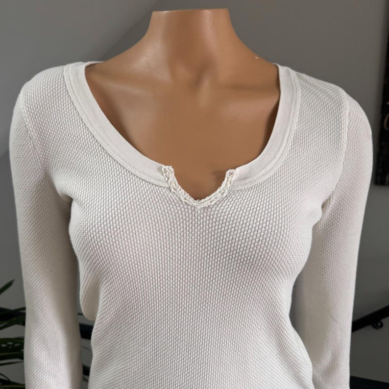 Free People We The Free Kyoto Kombucha Cuff Thermal Top Ivory Waffle Knit Large Bild 5