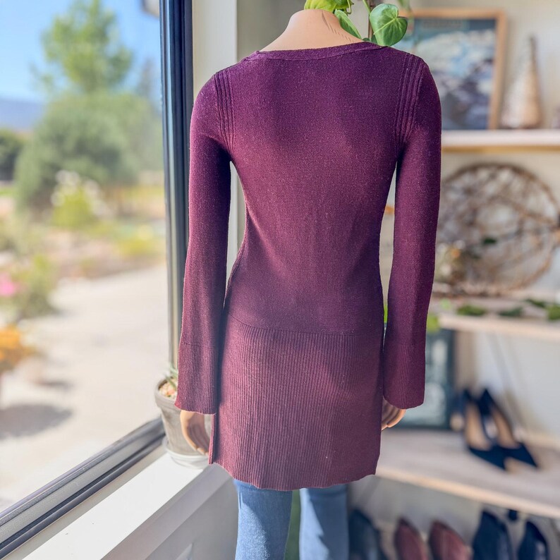 Free People Maroon Criss Cross Lightweight Tunic Sweater, Women's Size X-Small image 4