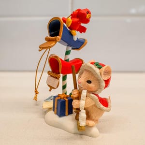 Muérdago antiguo mágico, ratón y buzón: cartas a Papá Noel, adorno navideño